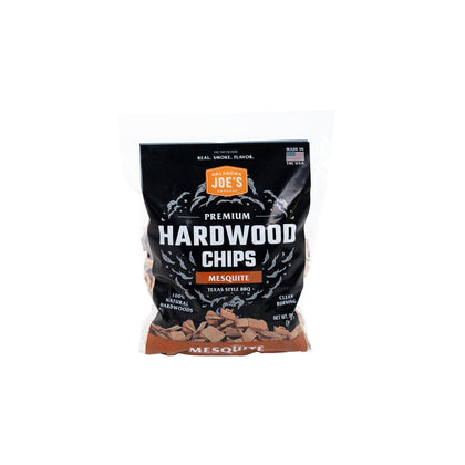 Oklahoma Joe's Mesquite wood chips in bag for authentic smoke flavor