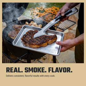 Oklahoma Joe's Pecan Wood Chips on the grill create rich aroma for barbecue