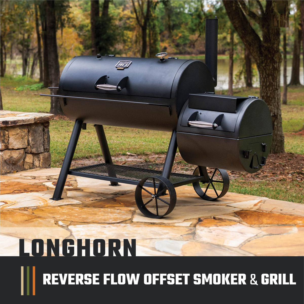 Oklahoma Joe's Longhorn primary and secondary cooking area expanding capacity for large cuts.