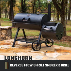 Oklahoma Joe's Longhorn primary and secondary cooking area expanding capacity for large cuts.