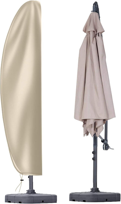 OKPOW cantilever umbrella cover fitting 12-14ft shields a large offset umbrella from rain
