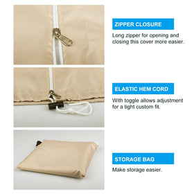 OKPOW cover fits 9–14 ft market and cantilever umbrellas with a snug secure fit