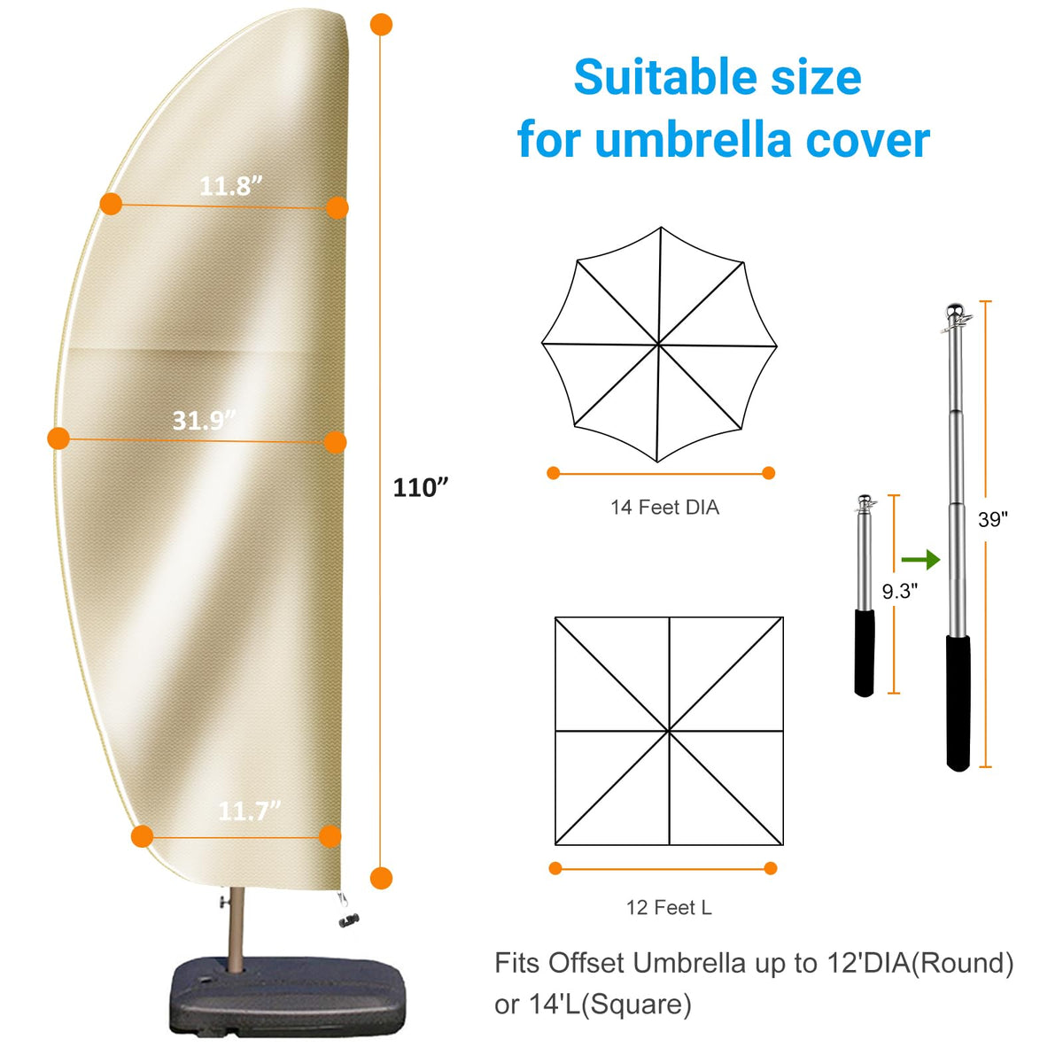 OKPOW cover with zipper access for easy one piece installation on tall cantilevers