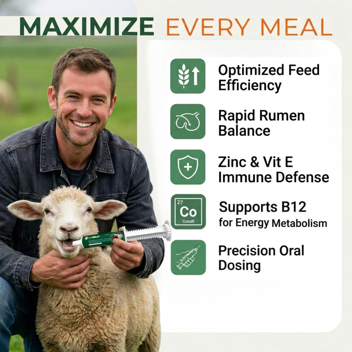 OL NELLY Ruminant Probiotic Paste rumen-health focus supports balanced microflora in ruminants