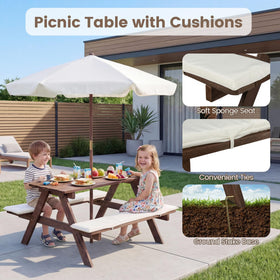 Olakids ground stakes securing stable setup on grass or patio.