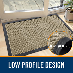 OLANLY beveled rubber edge helps prevent water pooling at thresholds