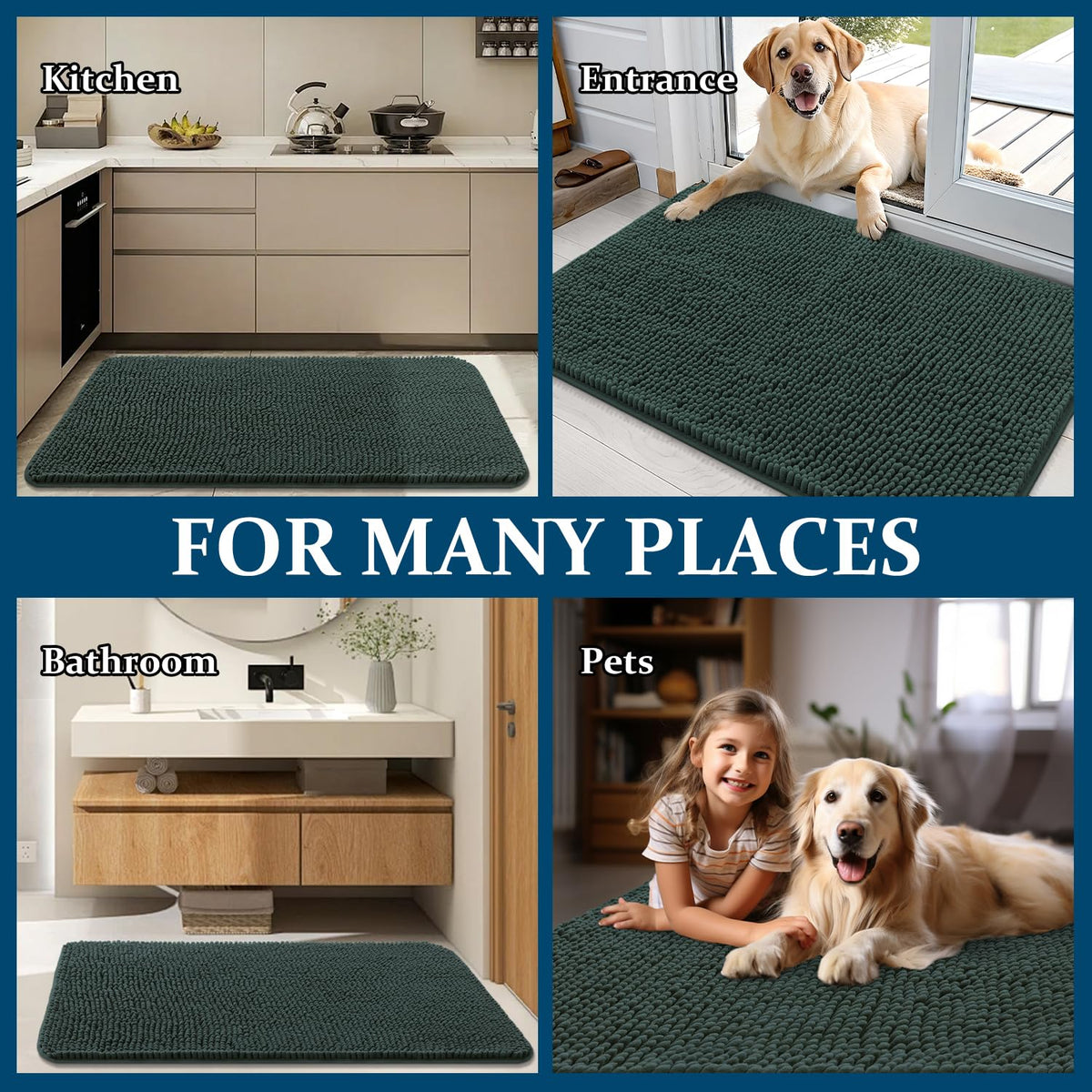 OLANLY blackish green color mat for entryways