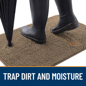 OLANLY chenille dog mat absorbs dirt and moisture for quick entryway wiping