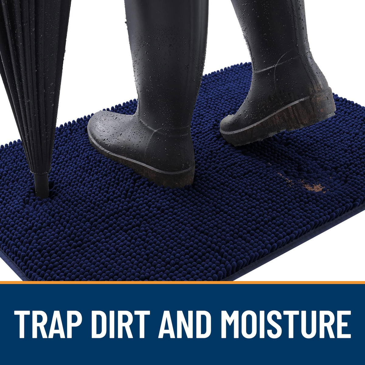 OLANLY chenille mat close-up with soft plush pile for comfort.