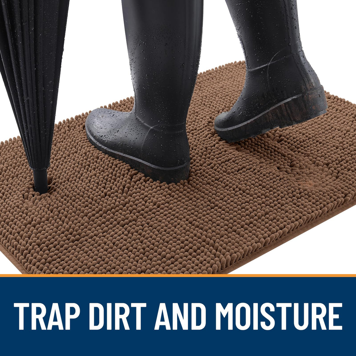 OLANLY chenille mat detail demonstrates moisture absorption and quick drying.