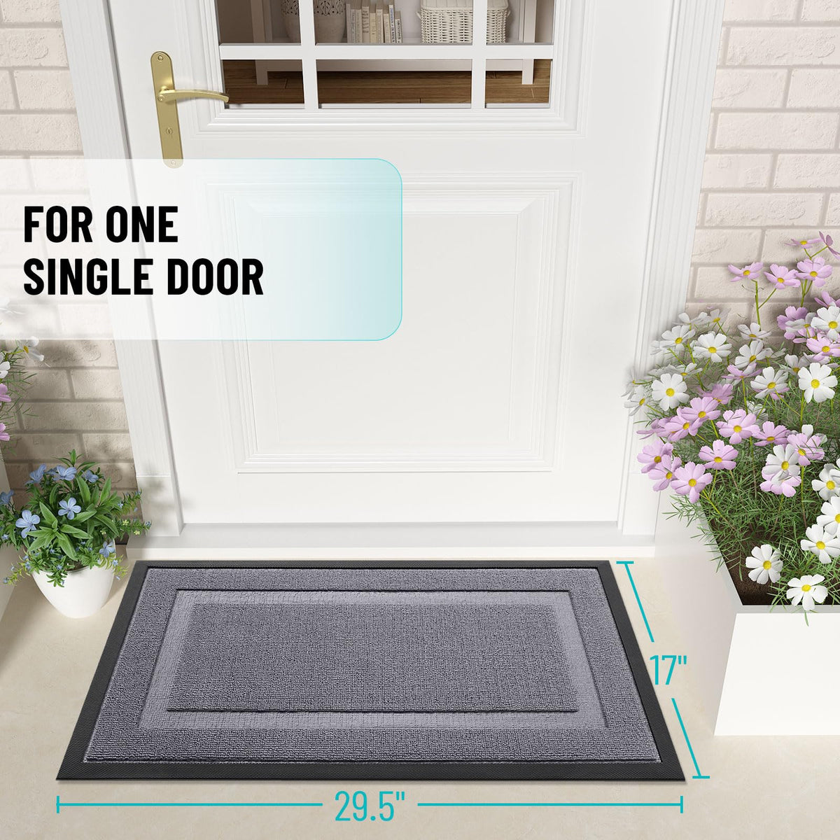 OLANLY dirt-capture mat with deep grooves collects mud in rainy weather.