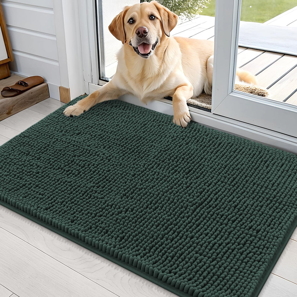 OLANLY dog door mat 36x24 captures muddy paws at the entry