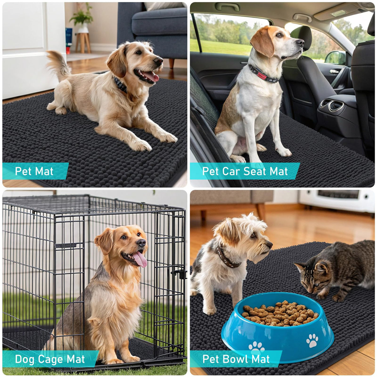 OLANLY dog door mat provides a soft chenille surface after baths for paws and feet.