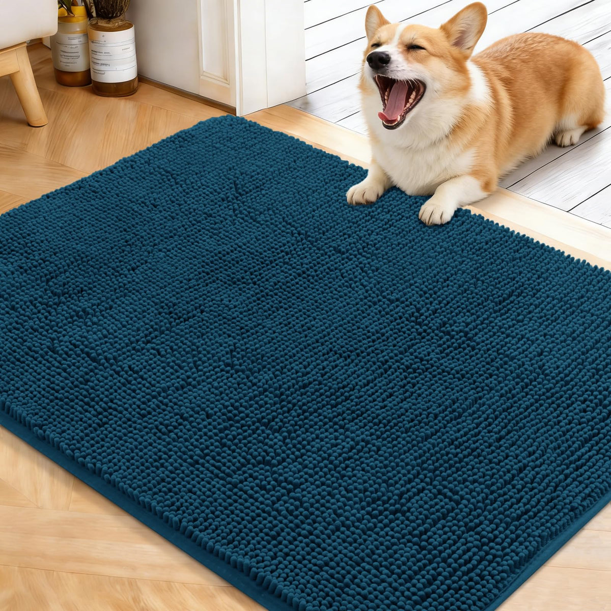 OLANLY Dog Door Mat 40x32 absorbs moisture to keep entryways clean and dry.