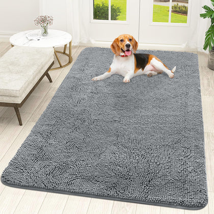 OLANLY dog door mat absorbs moisture and dirt at the doorway.