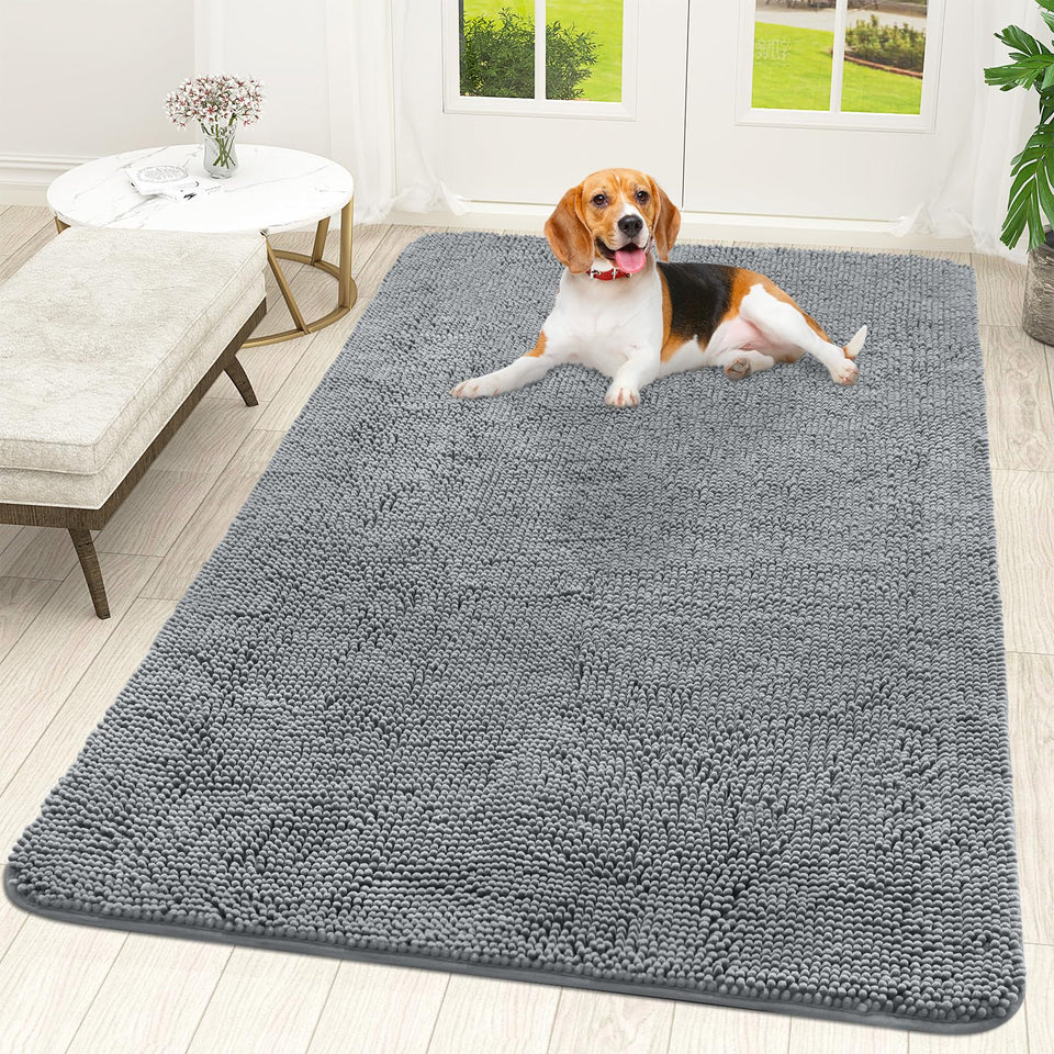 OLANLY dog door mat absorbs moisture and dirt at the doorway.