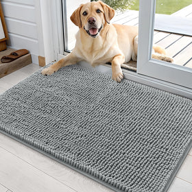 OLANLY dog door mat with plush chenille absorbs moisture and dirt