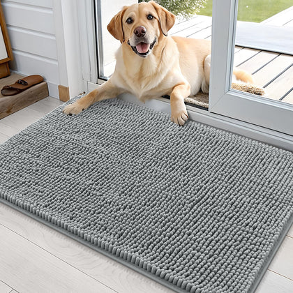 OLANLY dog door mat with plush chenille absorbs moisture and dirt