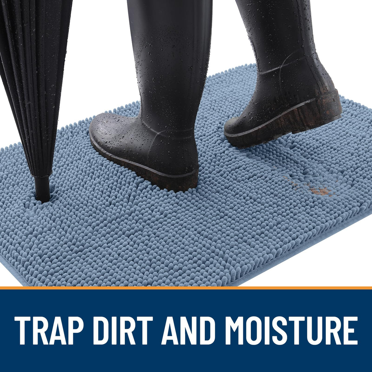 OLANLY absorb-moisture mat traps water and dirt at the door.