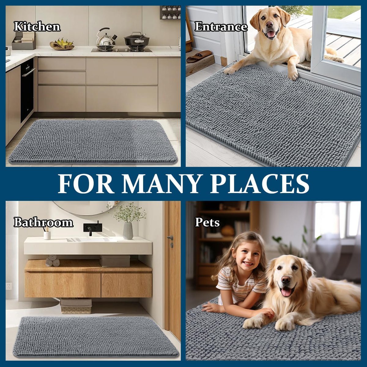 OLANLY grey mat adds subtle style to entryways.