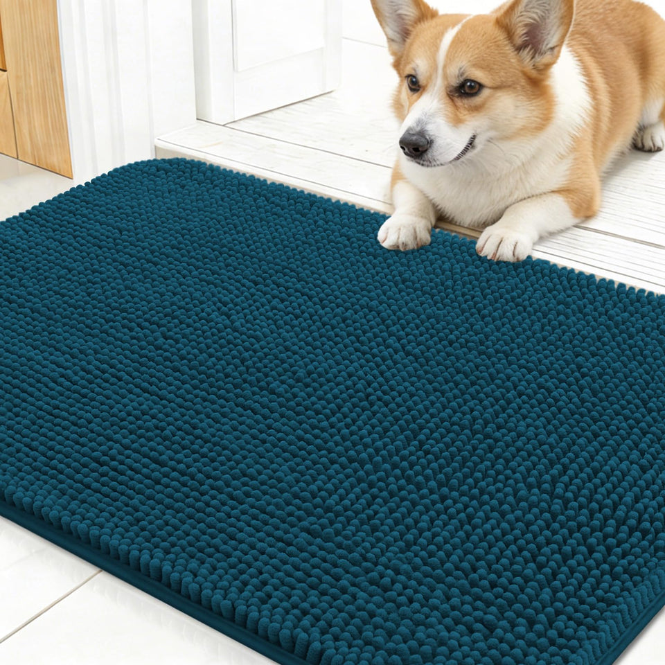 OLANLY dog door mat catches muddy paws at entry for cleaner floors