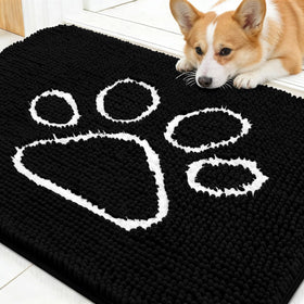 OLANLY dog door mat with muddy paws design for entryway; traps dirt