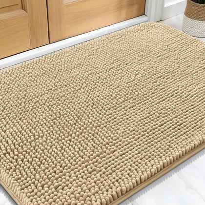 OLANLY dog door mat with muddy paws protects floors