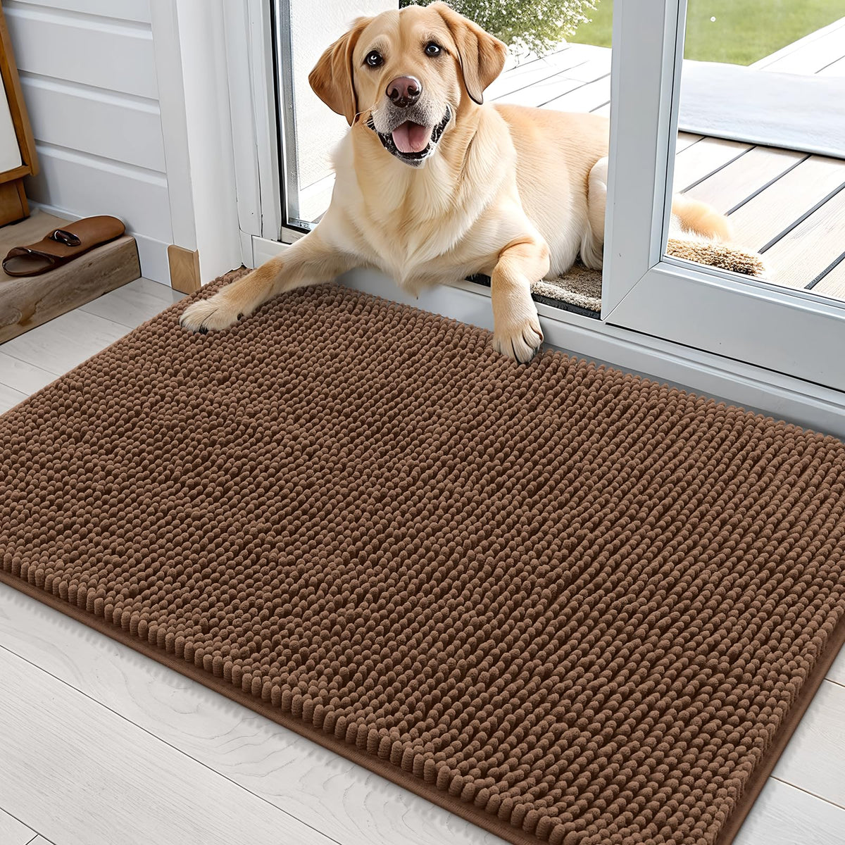 OLANLY dog door mat muddy paws at entryway absorbs moisture effectively