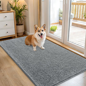 OLANLY dog door mat with muddy paws captures moisture and dirt at entry