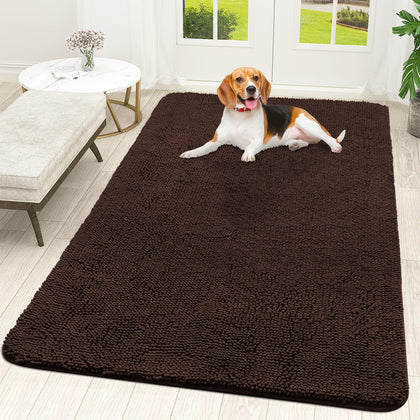 OLANLY dog door mat with muddy paws absorbing moisture at the entry