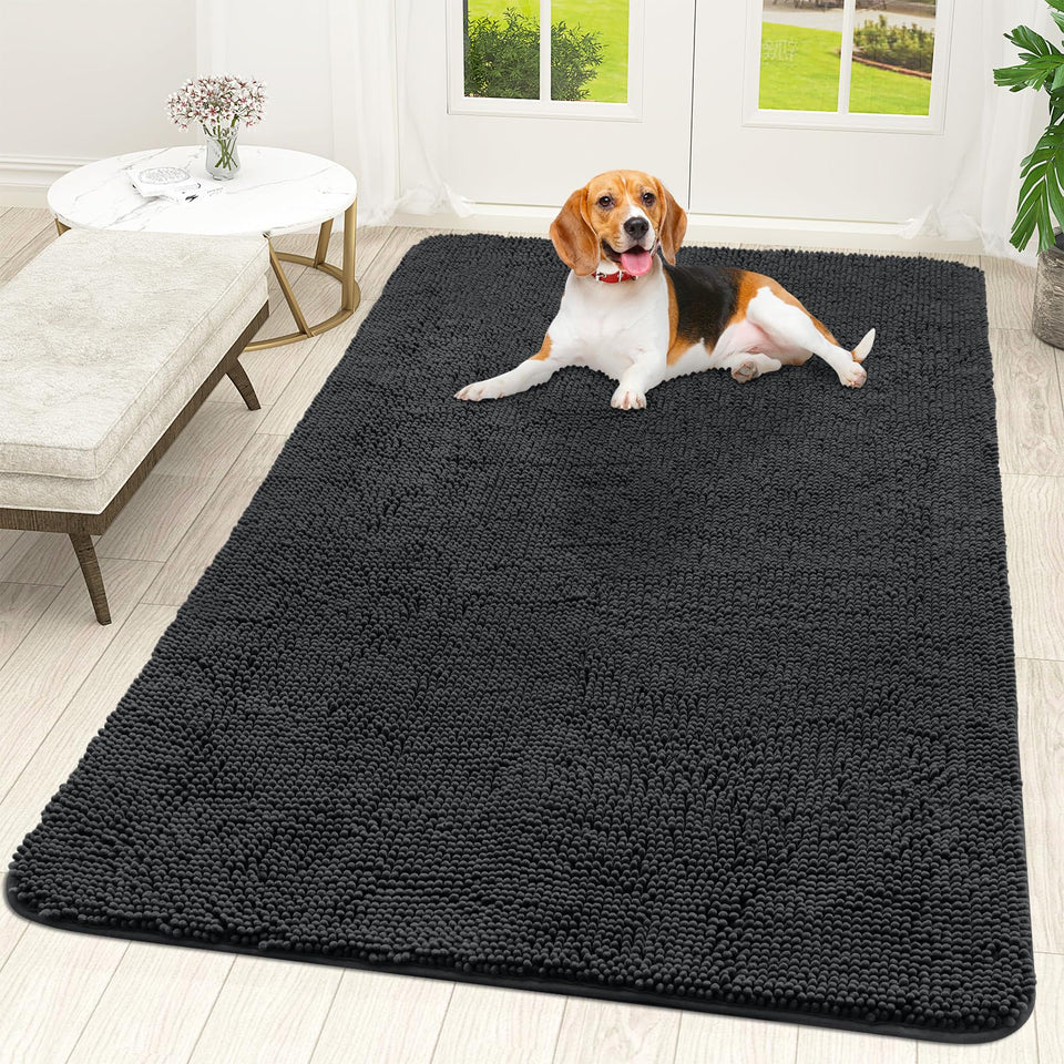 OLANLY dog door mat for muddy paws – absorbs moisture to keep floors dry.