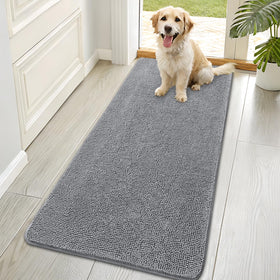 OLANLY dog door mat with muddy paws absorbs moisture and dirt at the entry.