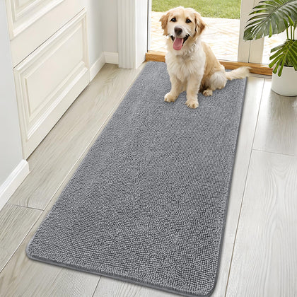 OLANLY dog door mat with muddy paws absorbs moisture and dirt at the entry.