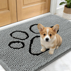 OLANLY dog door mat with paw print design captures moisture and dirt at the entry