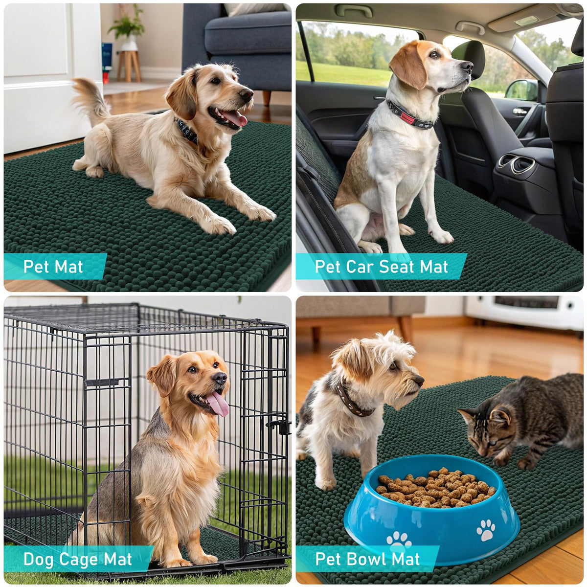 OLANLY mat placed under bowls catches spills and keeps floors clean