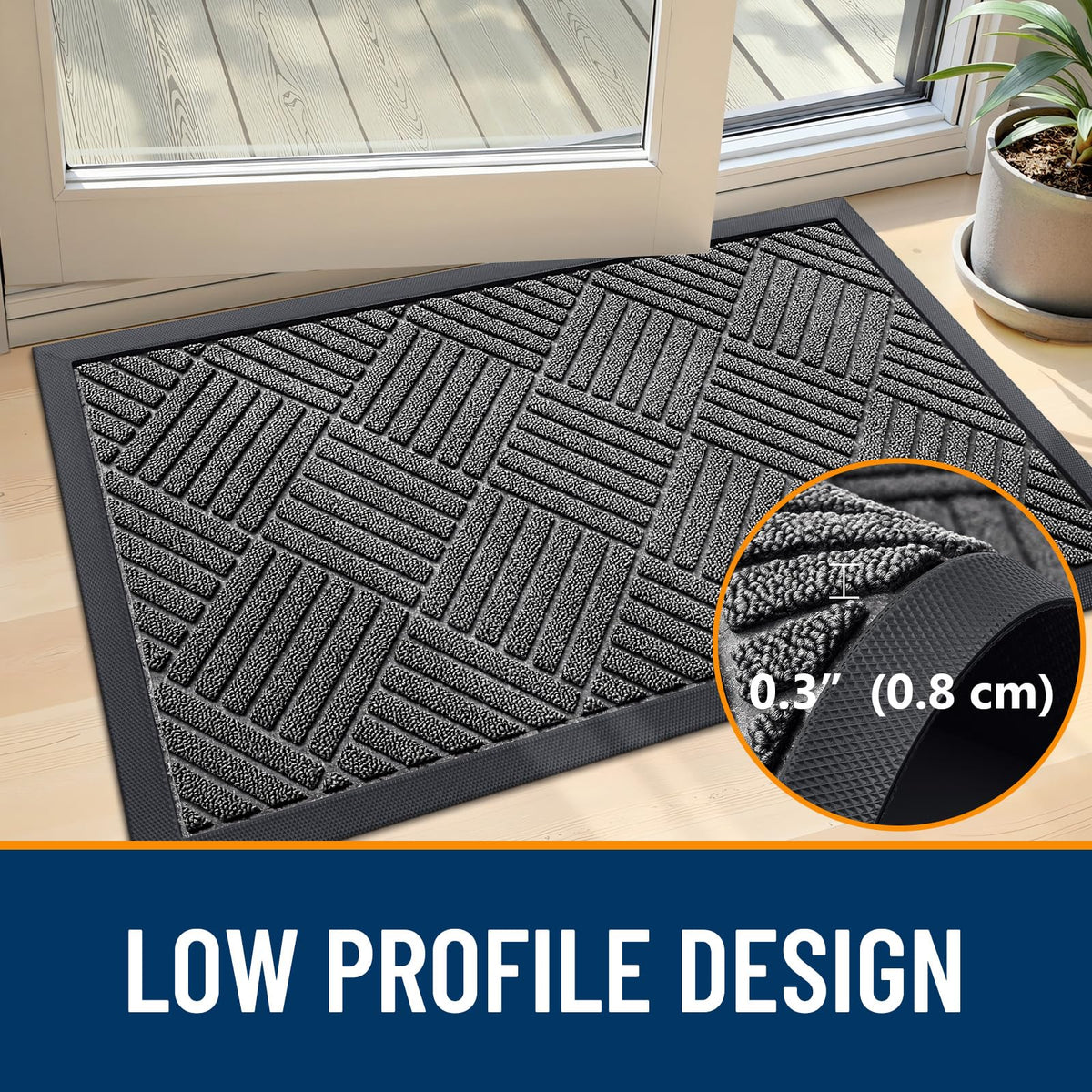 OLANLY door mat dirt-trap polyester surface captures mud and debris at entry.