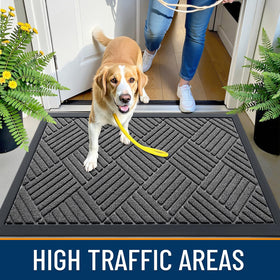 OLANLY door mat low-profile edge lets doors glide without snagging.
