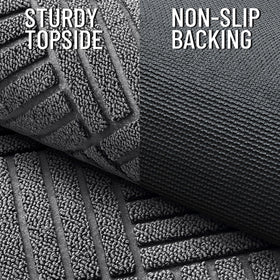 OLANLY door mat natural rubber backing detail ensures non-slip placement and floor protection.