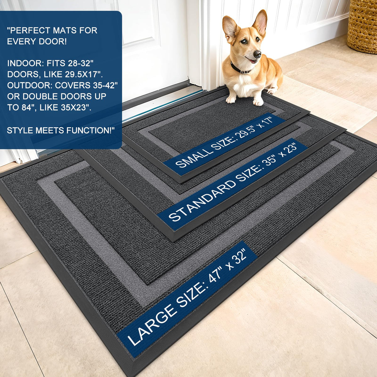 OLANLY door-mat natural rubber backing adds durability for busy entrances.