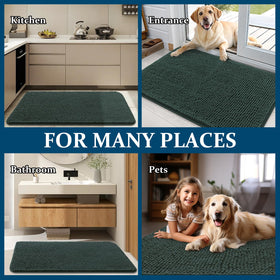 OLANLY door mat under bowls and footprints traps dirt effectively.