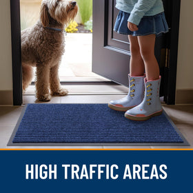 OLANLY Blue entrance mat resists fading and heavy use for curb appeal