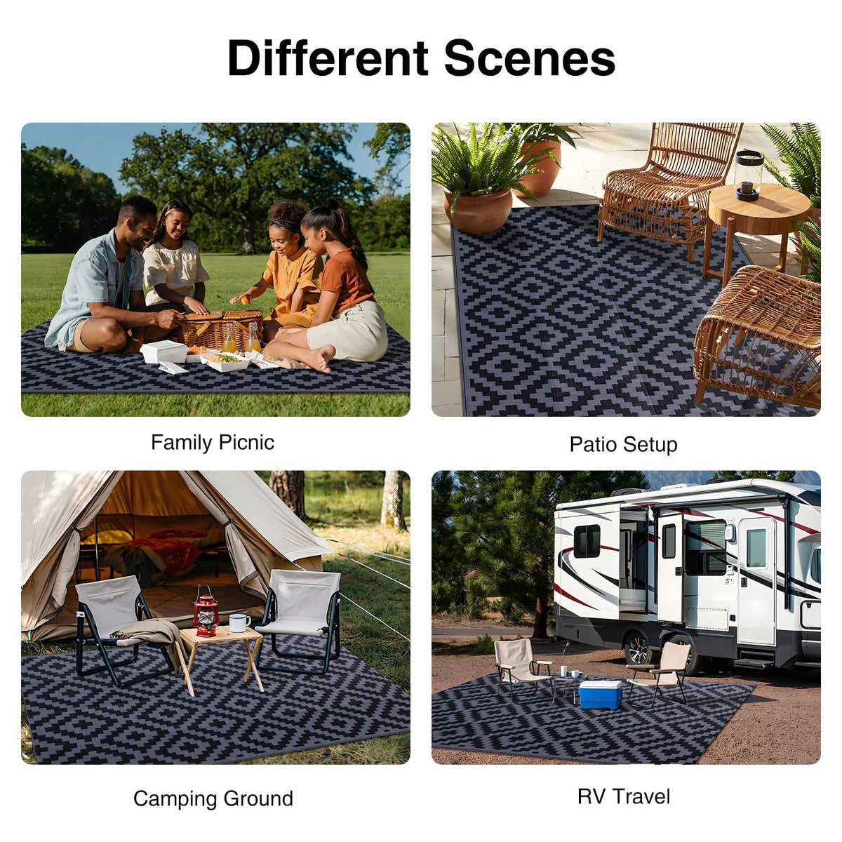 OLANLY easy-clean outdoor rug ready for rinsing after spills