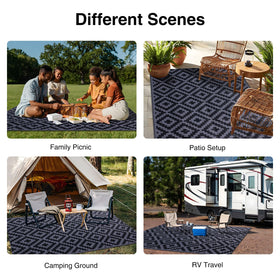 OLANLY easy-clean outdoor rug ready for rinsing after spills