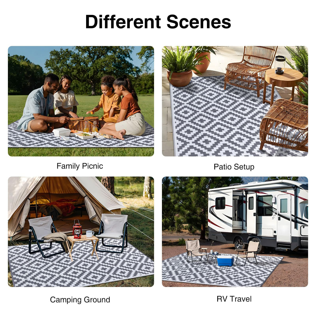 OLANLY Rug with reinforced edges stays durable through frequent outdoor use