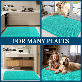 OLANLY teal entryway dog door mat enhances décor while trapping dirt