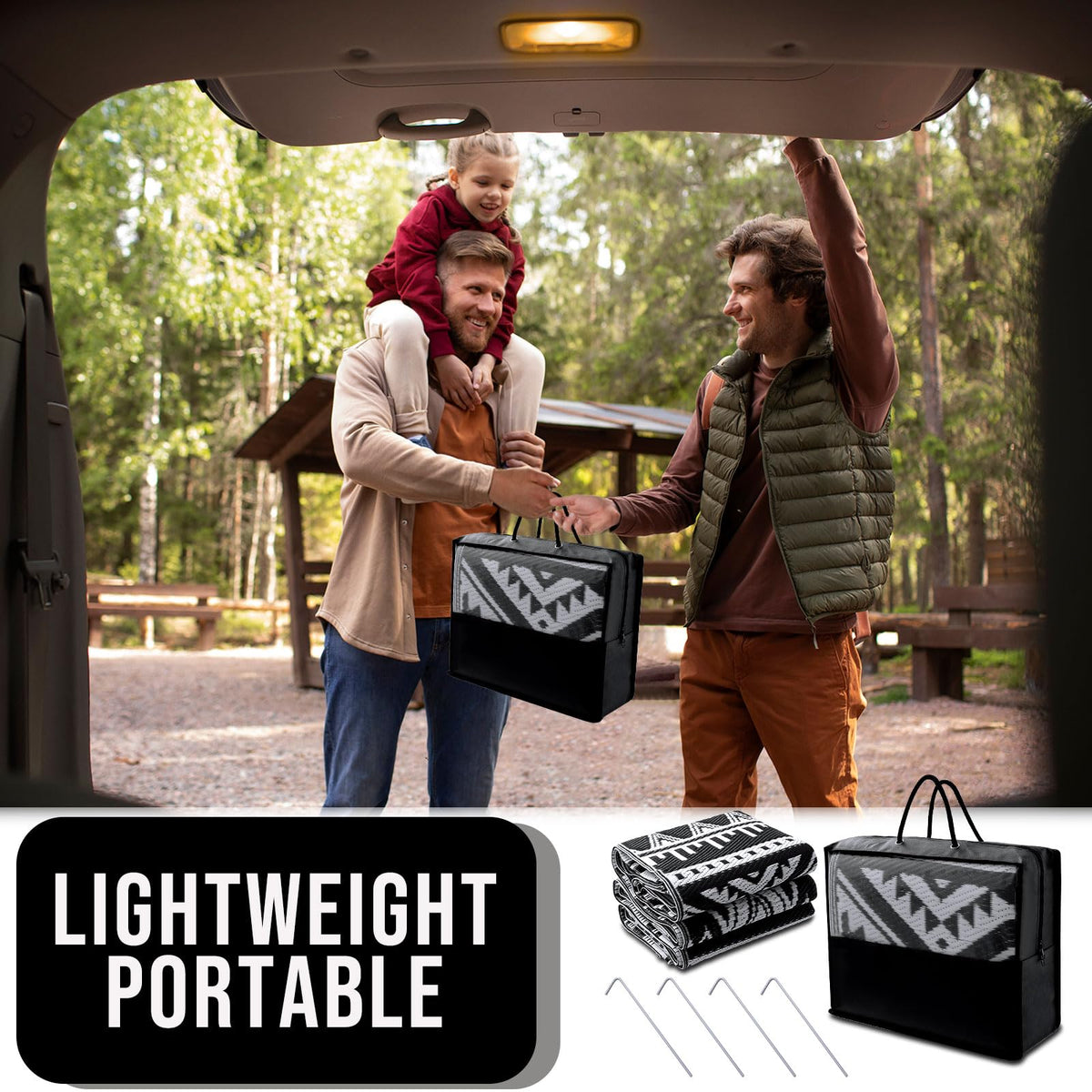 OLANLY lightweight foldable rug with carry bag for easy transport