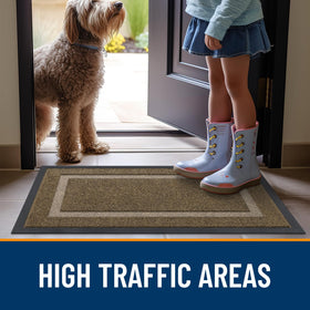 OLANLY 47x32 brown mat elevates entryway style while trapping dirt.
