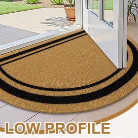 OLANLY front door mat with brown border adds style and practical dirt control.