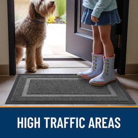 OLANLY front door mat dark grey color complements any entry.