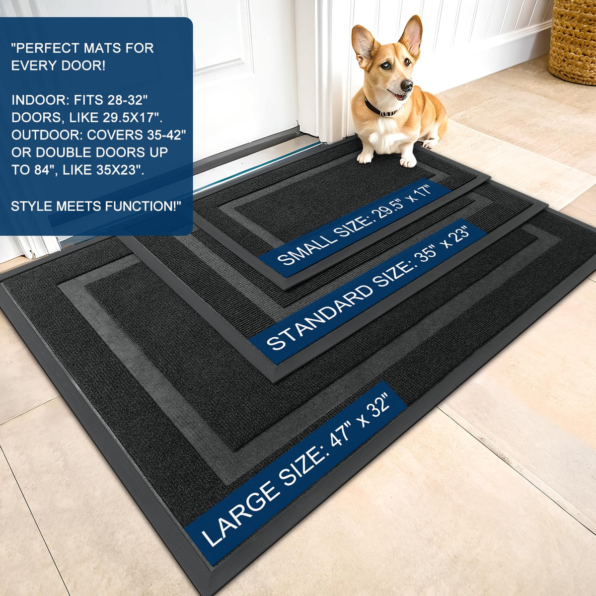 OLANLY mat captures dirt and moisture at thresholds to keep floors cleaner.